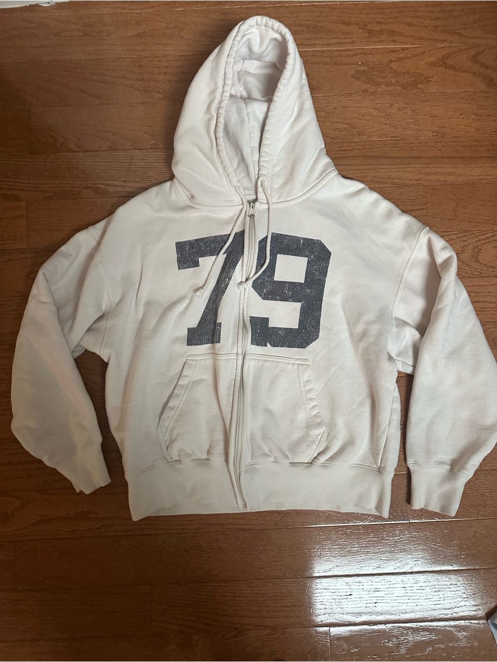 PacSun Kids Cream Zip-Up Hoodie with 79 Graphic